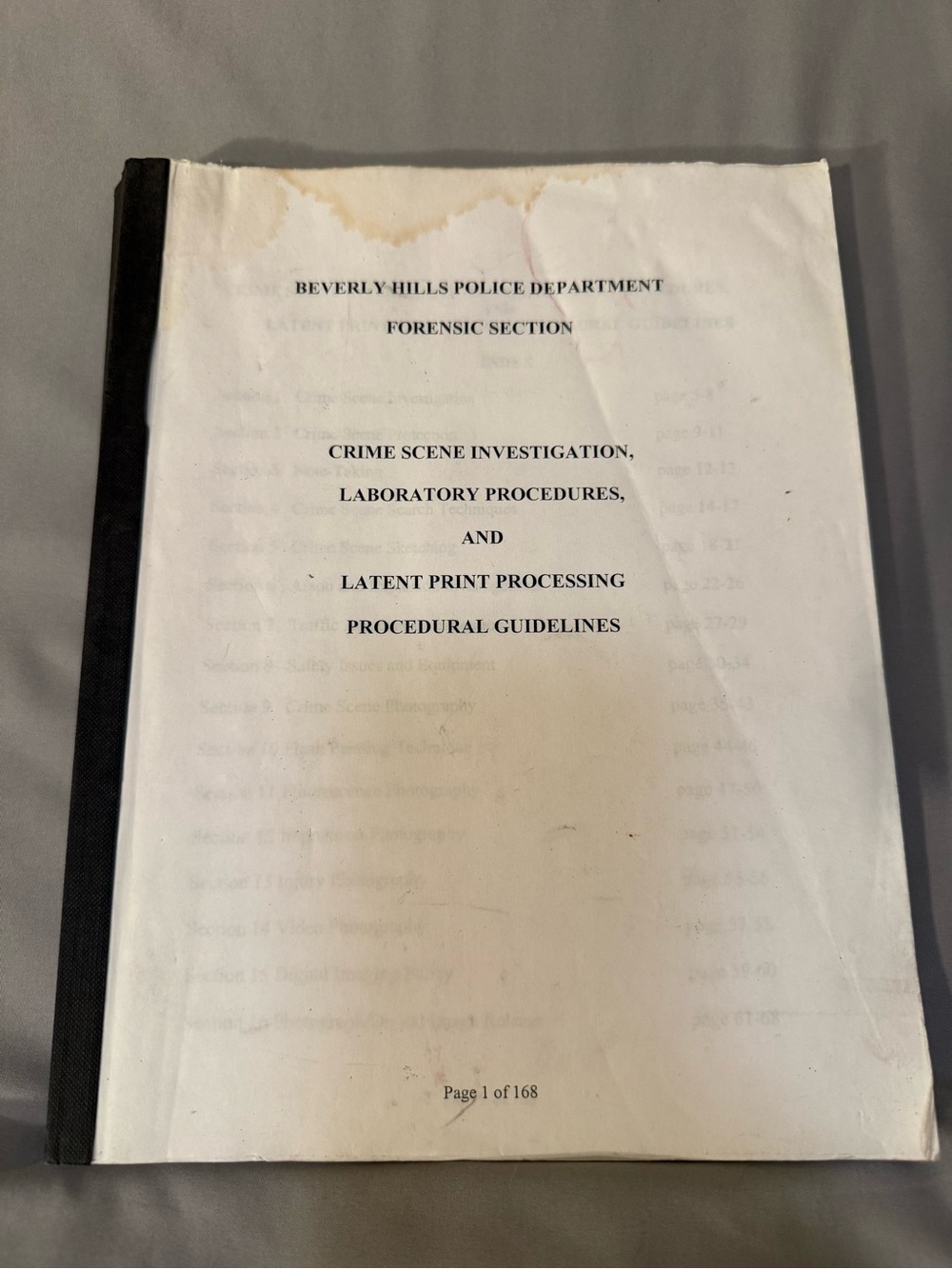 Beverly Hills Police Dept Forensic Manual - Investigations,laboratory Procedures